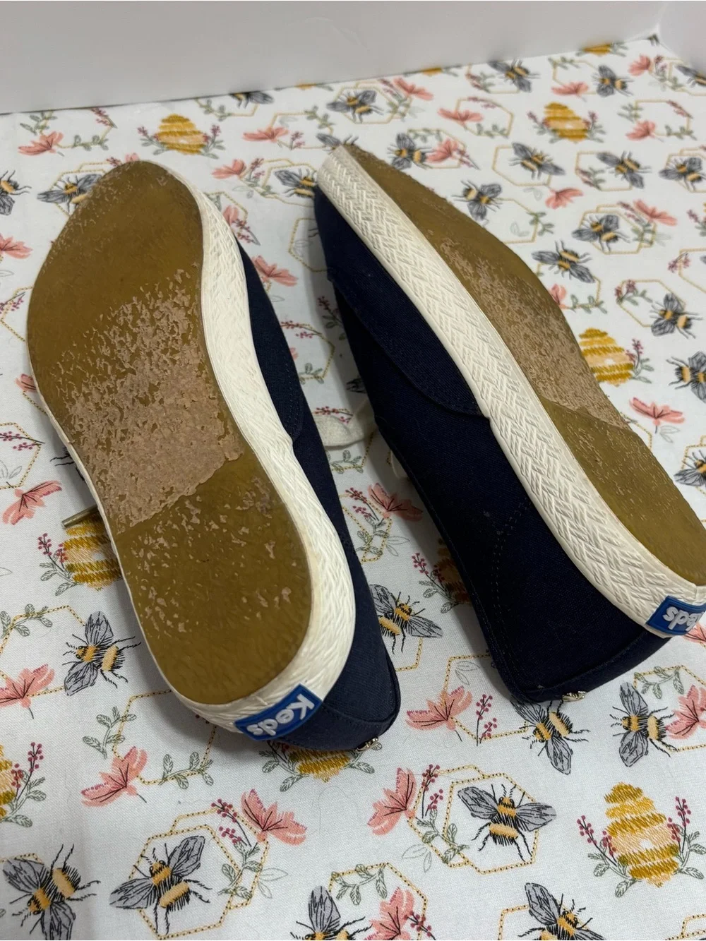 kate spade collaboration with Keds Navy Canvas Sneakers with Cream Accents